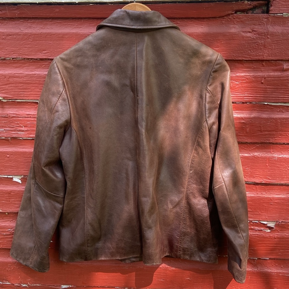 Eddie Bauer Vintage Button Front Brown Leather Jacket Women's Size S - Picture 10 of 10